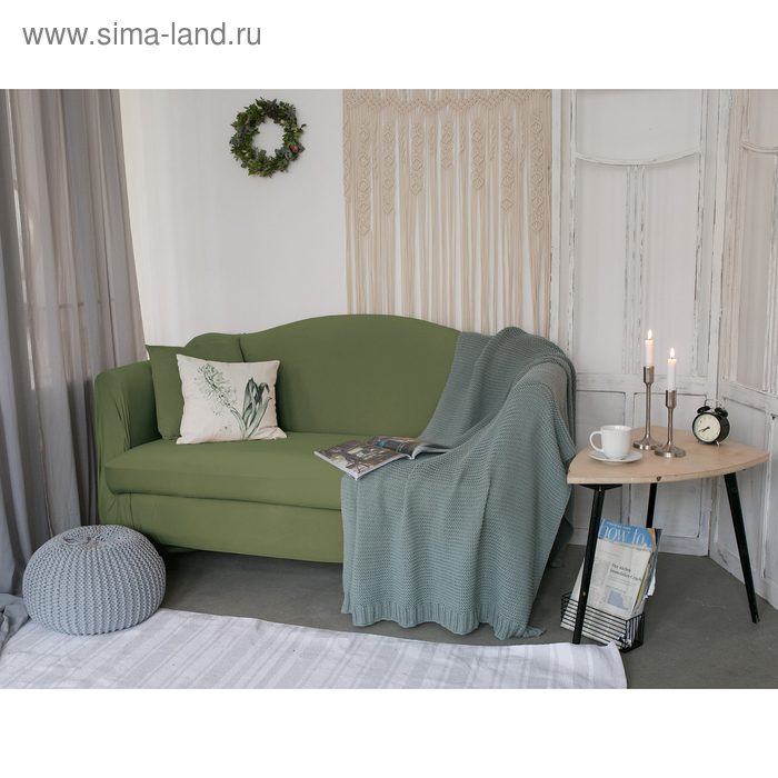 Чехол для мягкой мебели Collorista,3-х местный диван,наволочка 40*40 см в ПОДАРОК,оливковый 248099 - Фото 1