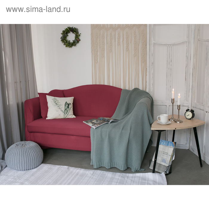 Чехол для мягкой мебели Collorista,3-х местный диван,наволочка 40*40 см в ПОДАРОК,бордовый - Фото 1