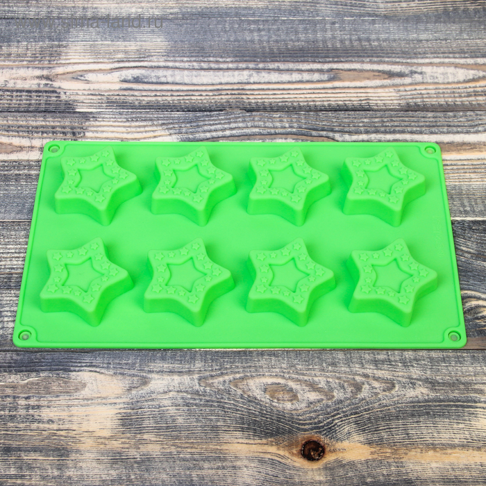Форма силиконовая для выпечки Доляна «Звезда в звёздах», 26,7×16×1,7 см, 8 ячеек, цвет МИКС - Фото 1