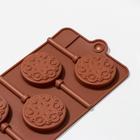 Форма для леденцов новогодняя Доляна «Морозко», силикон, 24×9.5×1.5 см, 6 ячеек (4×4 см), с палочками, голубая - Фото 2