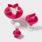 Плунжеры кондитерские Доляна «Цветок. Листок. Звёздочка», набор 3 шт., пластик, розовые - Фото 3