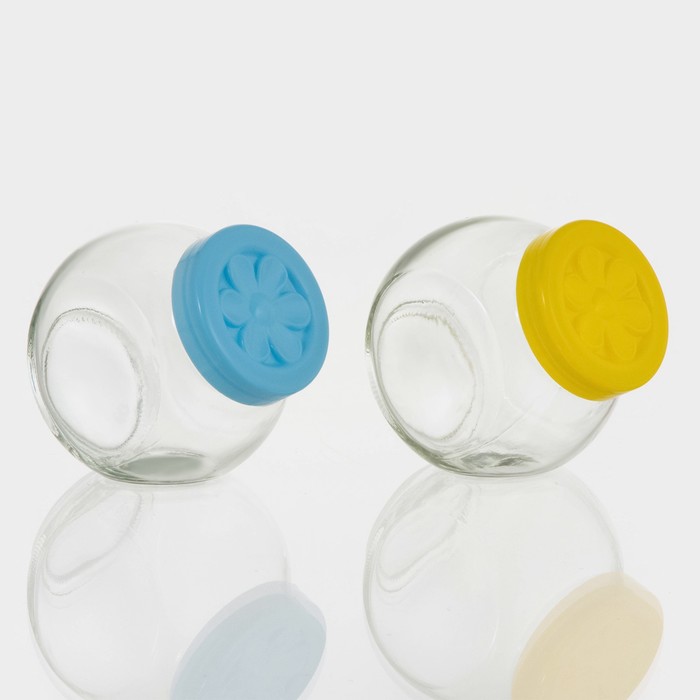 Набор банок стеклянных для сыпучих продуктов «Ромашка», 200 мл, 2 шт, цвет МИКС
