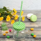 Банка с ручкой и крышкой и трубочкой Доляна «Кубик», 250 мл, 10,5×7,5×9 см - Фото 2