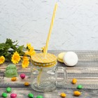 Банка с ручкой и крышкой и трубочкой Доляна «Кубик», 250 мл, 10,5×7,5×9 см - Фото 5