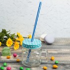 Банка с ручкой и крышкой и трубочкой Доляна «Кубик», 250 мл, 10,5×7,5×9 см - Фото 6