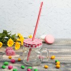 Банка с ручкой и крышкой и трубочкой Доляна «Кубик», 250 мл, 10,5×7,5×9 см - Фото 8