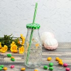 Бутыль с крышкой и трубочкой «Соты», 300 мл, 6.5×15.5 см, стекло, МИКС - Фото 1