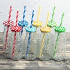 Бутыль с крышкой и трубочкой «Соты», 300 мл, 6.5×15.5 см, стекло, МИКС - Фото 6