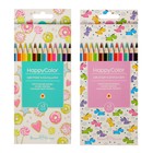 Карандаши цветные 12 цветов BrunoVisconti Happycolor, трёхгранные, МИКС - Фото 2