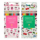 Карандаши цветные 12 цветов BrunoVisconti Happycolor, трёхгранные, МИКС - Фото 1