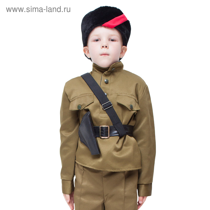 Карнавальный костюм "Партизан", кубанка, гимнастёрка, портупея, 8-10 лет, рост 140-152 см - Фото 1