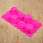Форма силиконовая для выпечки Доляна «Капкейк», 28×14,5×4 см, 8 ячеек, цвет МИКС - Фото 1