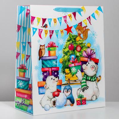 Пакет подарочный новогодний ламинированный «С Новым годом!», XL 40 х 49 х 19 см