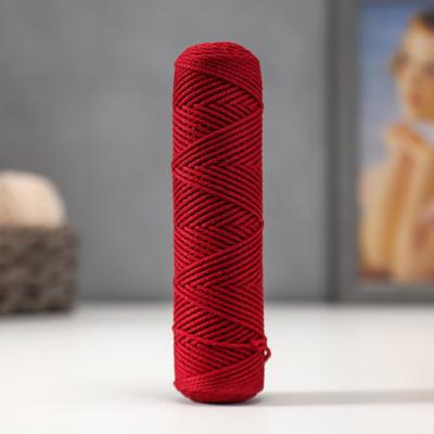 Шнур для вязания без сердечника 100% хлопок, ширина 2мм 100м/95гр (2172 бордовый) МИКС