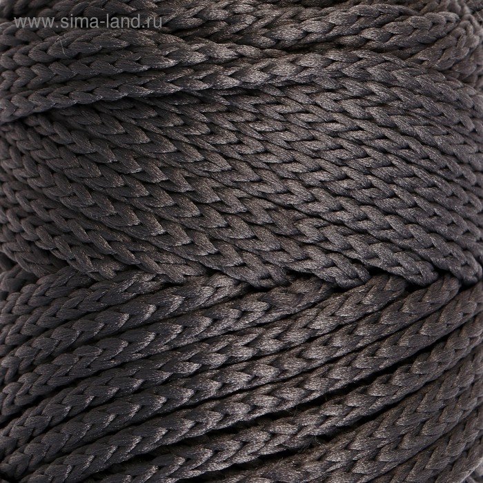Шнур для вязания без сердечника 100% полиэфир, ширина 3мм 100м/210гр, (142 т. серый) - Фото 1