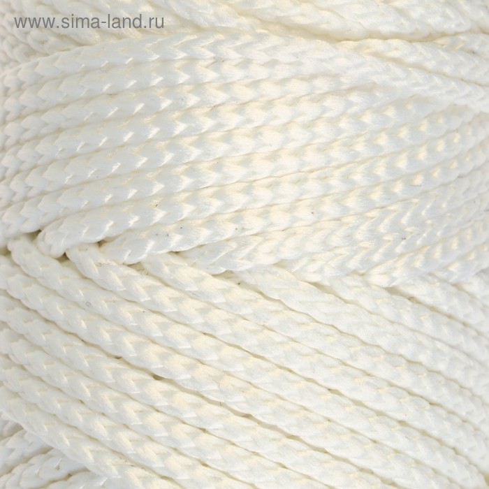 Шнур для вязания без сердечника 100% полиэфир, ширина 3мм 100м/210гр, (171 белый) - Фото 1