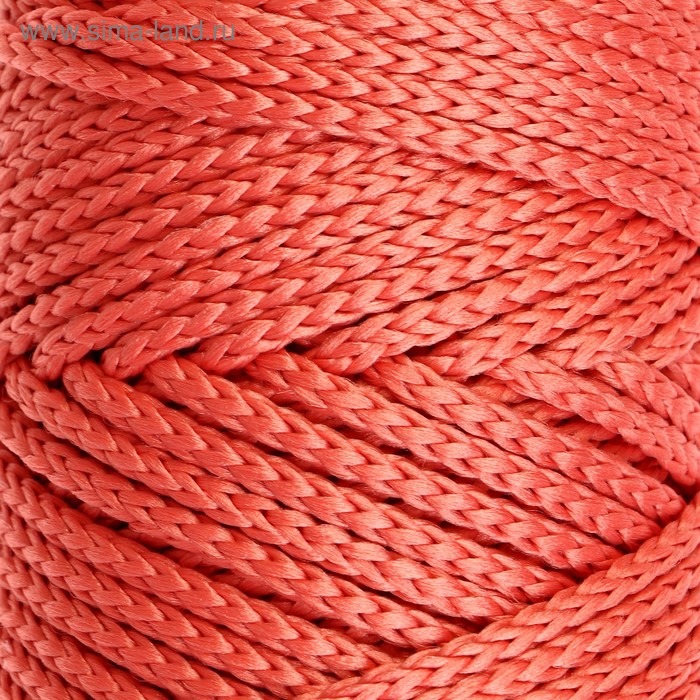 Шнур для вязания без сердечника 100% полиэфир, ширина 3мм 100м/210гр, (78 коралловый) - Фото 1