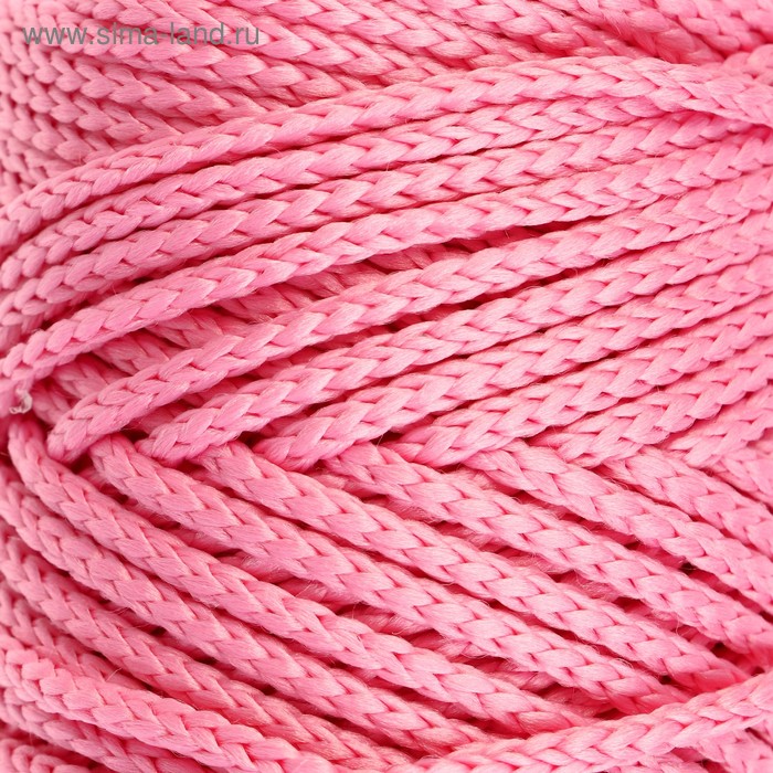 Шнур для вязания без сердечника 100% полиэфир, ширина 3мм 100м/210гр, (90 розовый) - Фото 1