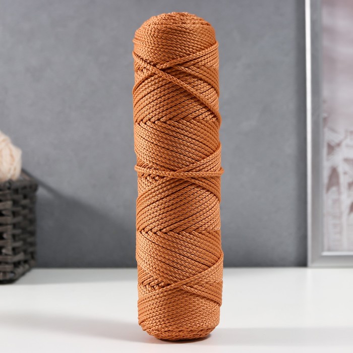 Шнур для вязания без сердечника 100% полиэфир, ширина 3мм 100м/210гр, (137 бежевый) - Фото 1