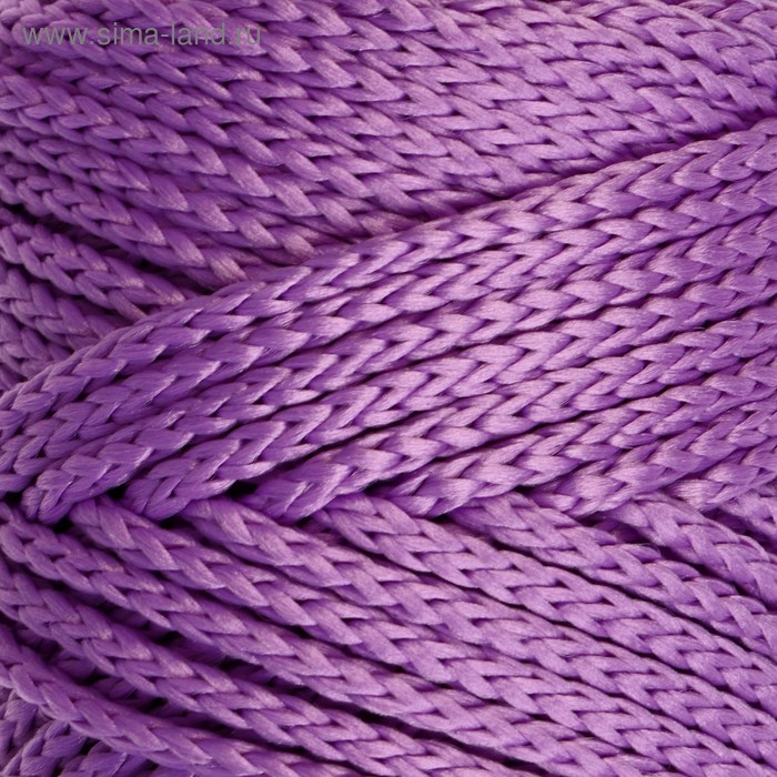 Шнур для вязания без сердечника 100% полиэфир, ширина 3мм 100м/210гр, (92 фиолетовый) - Фото 1