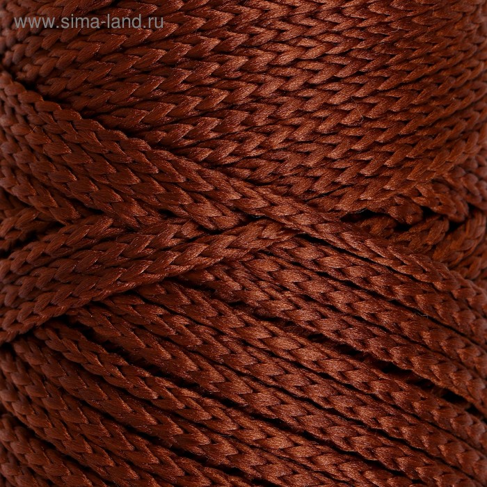 Шнур для вязания без сердечника 100% полиэфир, ширина 3мм 100м/210гр, (146 коричневый) - Фото 1