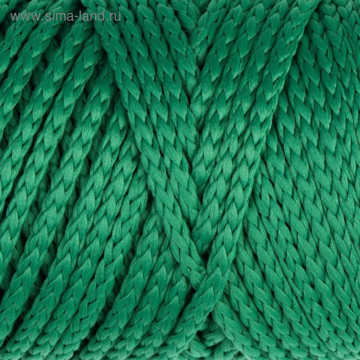 Шнур для вязания без сердечника 100% полиэфир, ширина 3мм 100м/210гр, (122 зеленый) - Фото 1