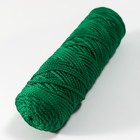 Шнур для вязания без сердечника 100% полиэфир, ширина 3мм 100м/210гр, (49 т. зеленый) - Фото 2