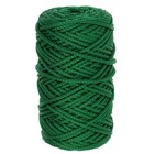 Шнур для вязания без сердечника 100% полиэфир, ширина 3мм 100м/210гр, (49 т. зеленый) - Фото 5