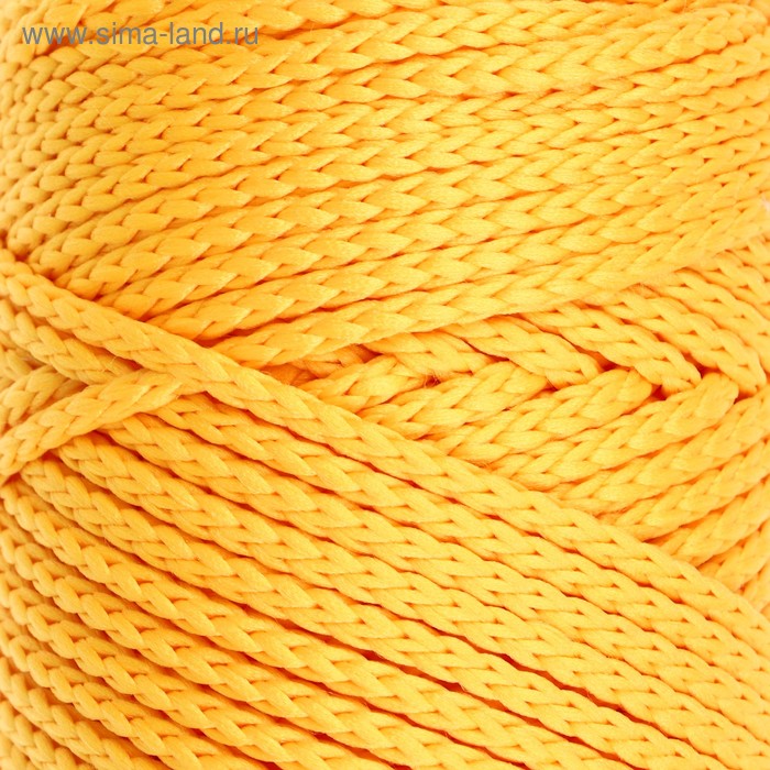 Шнур для вязания без сердечника 100% полиэфир, ширина 3мм 100м/210гр, (16 желтый) - Фото 1