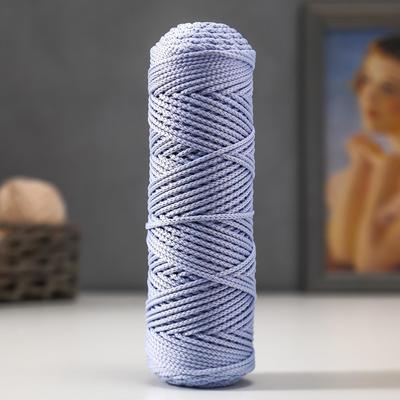 Шнур для вязания без сердечника 100% полиэфир, ширина 3мм 100м/210гр, (17 голубой)  МИКС