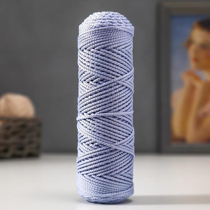 Шнур для вязания без сердечника 100% полиэфир, ширина 3мм 100м/210гр, (17 голубой)  МИКС - Фото 1
