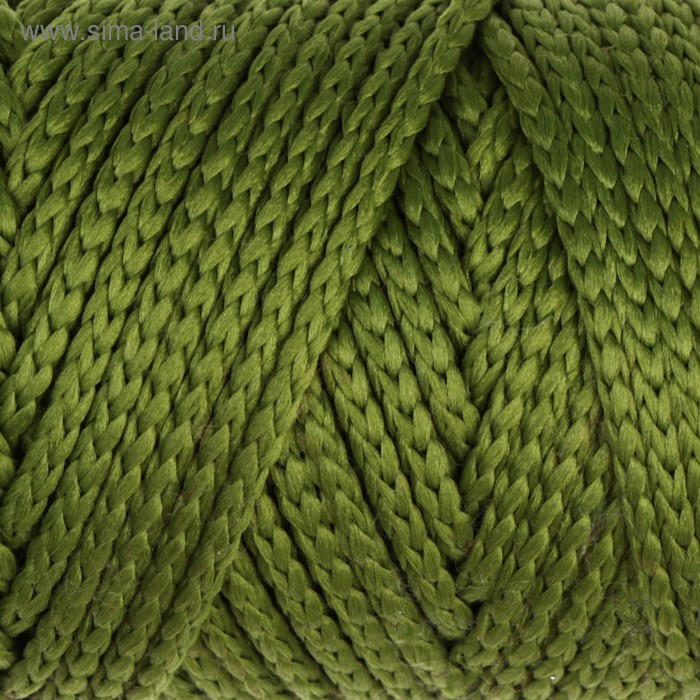 Шнур для вязания без сердечника 100% полиэфир, ширина 3мм 100м/210гр, (51 оливковый) - Фото 1