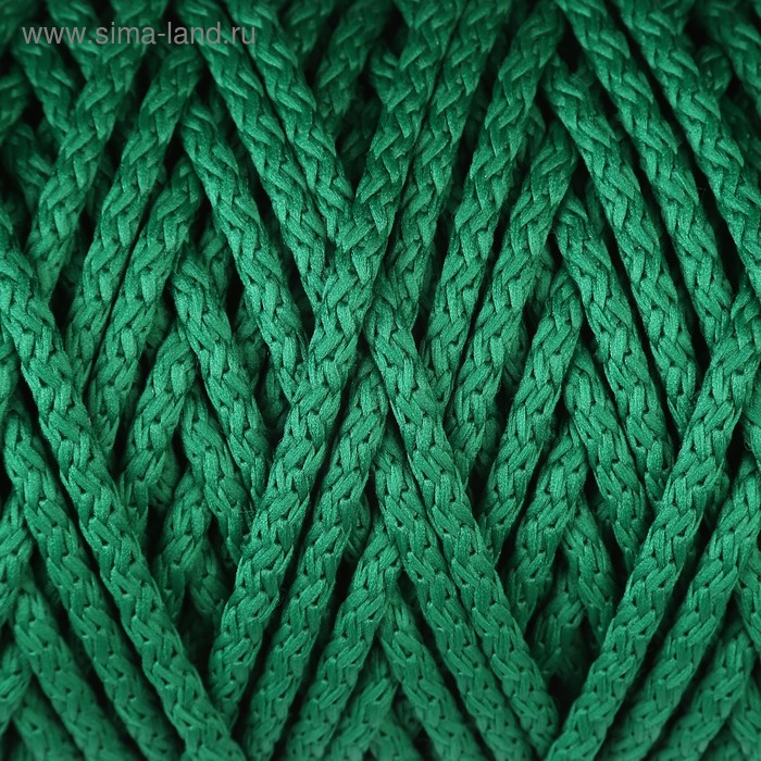 Шнур для вязания с сердечником 100% полиэфир, ширина 5 мм 100м/550гр (49 т. зеленый) - Фото 1