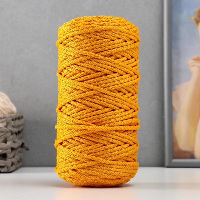 Шнур для вязания с сердечником 100% полиэфир, ширина 5 мм 100м/550гр (16 желтый) - Фото 1