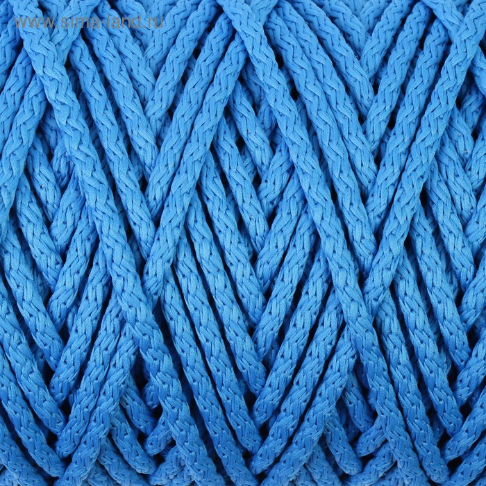 Шнур для вязания с сердечником 100% полиэфир, ширина 5 мм 100м/550гр (14 синий) - Фото 1