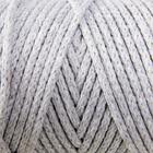 Шнур для вязания без сердечника 100% хлопок, ширина 3мм 100м/200гр (2203 св. серый) - Фото 3