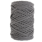 Шнур для вязания без сердечника 100% хлопок, ширина 3мм 100м/200гр (2101 т. серый) - Фото 5