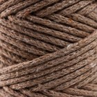 Шнур для вязания без сердечника 100% хлопок, ширина 3мм 100м/200гр (2115 серо-коричневый) - Фото 3