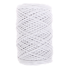 Шнур для вязания без сердечника 100% хлопок, ширина 3мм 100м/200гр (2155 белый) - Фото 5