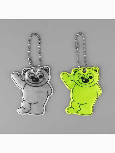 Светоотражающий элемент «Медведь», двусторонний, 6×5 см, МИКС