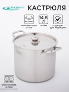 Кастрюля Катунь «Титан», 14.5 л, d=28 см, h=24 см, с крышкой, капсульное дно, индукция, нержавеющая сталь, AISI - 201, хромированная - Фото 1