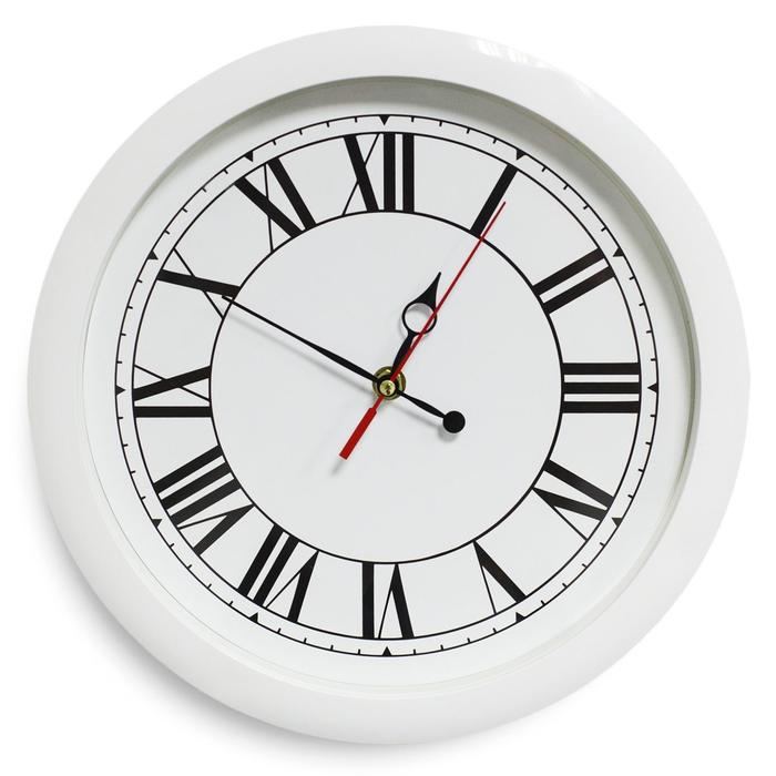 Часы настенные "Классика", римские цифры, белый обод, 28х28 см