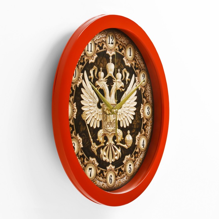 Часы "Герб" настенные, коричневый обод, 28х28 см - фото 1887751598