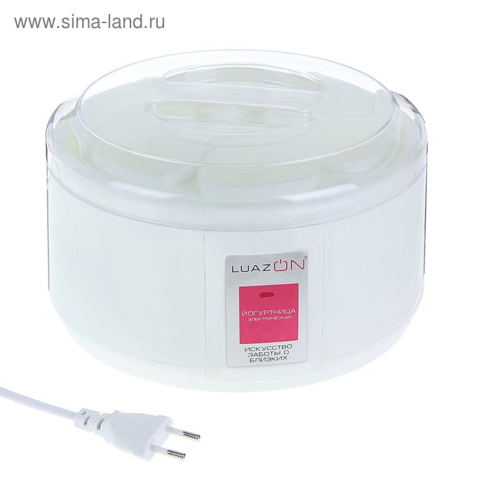 Йогуртница электрическая Luazon LY-01, 1,5л.,15 вт,6 стаканов, белая Уценка,порвана упаковка - Фото 1