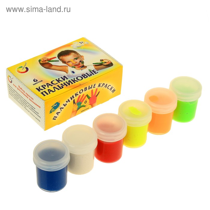 Краски пальчиковые, набор 6 цветов x 40 мл, экспоприбор, для детей от 1 года - Фото 1