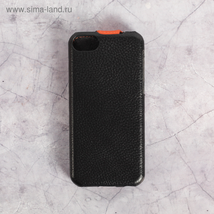 Чехол для телефона Melkco для iPhone 5s/ 5/ 5C черно-оранжевый, кожа - Фото 1