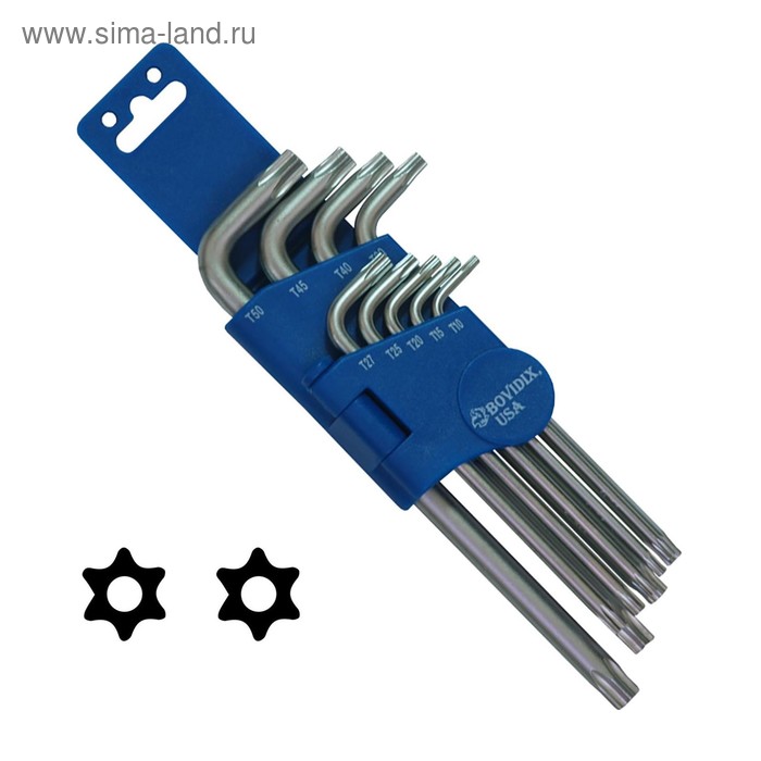 Набор ключей BOVIDIX 5980409, TORX TAMPER (TT10,TT15,TT25,ТT27, TT30,TT40, ТT45, ТT50) - Фото 1