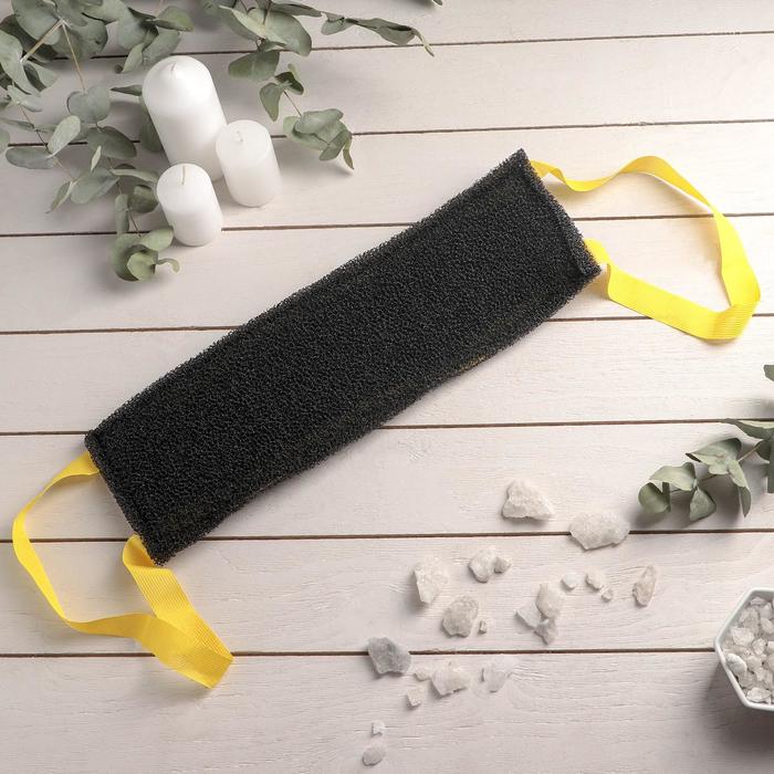 Губка для тела жёсткая «Чёрное золото», 37×12 см, МИКС - Фото 1