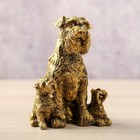 Фигура "Собака Ризешнауцер c двумя щенками" металлический окрас, 8х5х10см - Фото 1