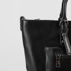 Сумка женская, отдел с перегородкой на молнии, наружный карман, длинный ремень, цвет чёрный - Фото 5